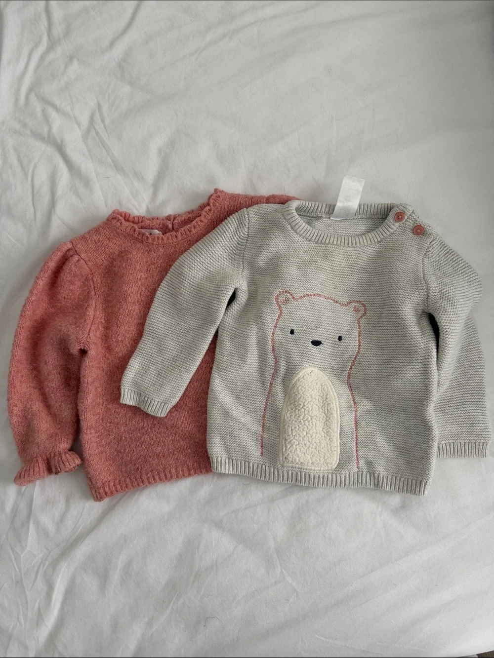 Zara and bush peach and Cream Knit Bear Sweater size 6-9months